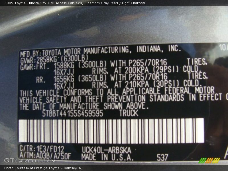 Phantom Gray Pearl / Light Charcoal 2005 Toyota Tundra SR5 TRD Access Cab 4x4