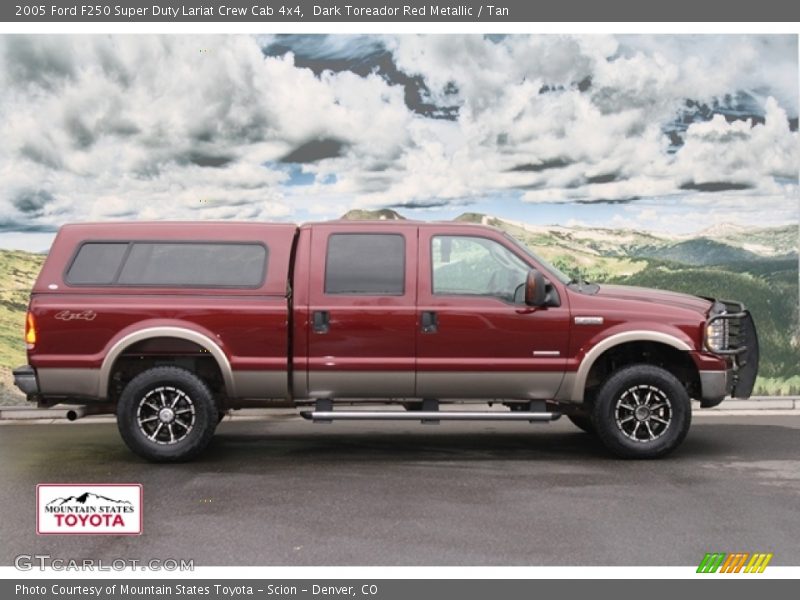 Dark Toreador Red Metallic / Tan 2005 Ford F250 Super Duty Lariat Crew Cab 4x4