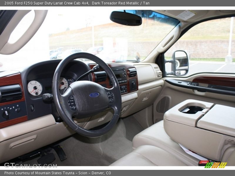 Dark Toreador Red Metallic / Tan 2005 Ford F250 Super Duty Lariat Crew Cab 4x4