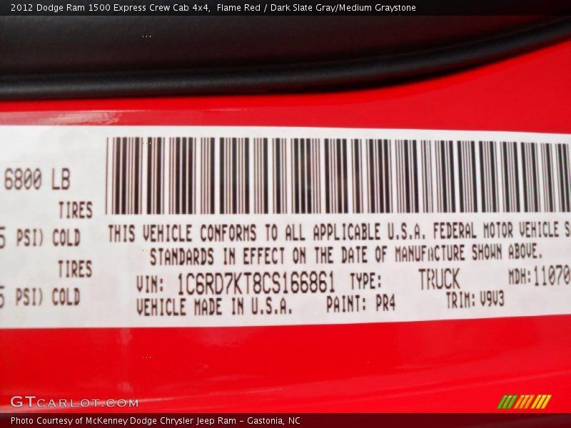 Flame Red / Dark Slate Gray/Medium Graystone 2012 Dodge Ram 1500 Express Crew Cab 4x4