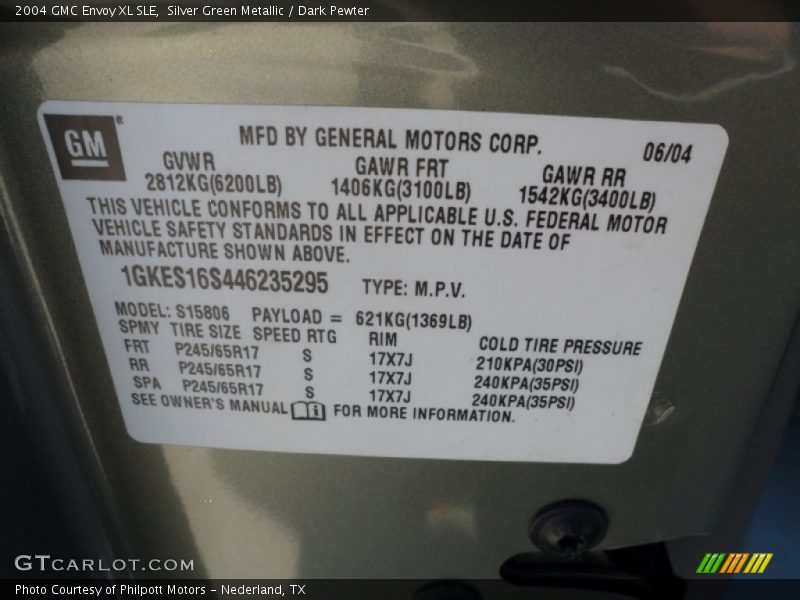 Silver Green Metallic / Dark Pewter 2004 GMC Envoy XL SLE