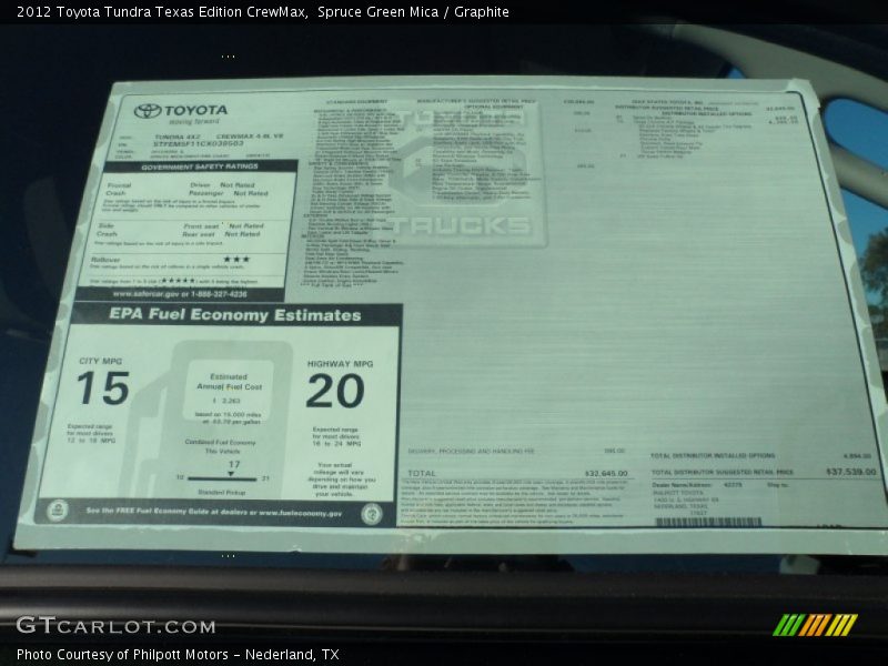  2012 Tundra Texas Edition CrewMax Window Sticker