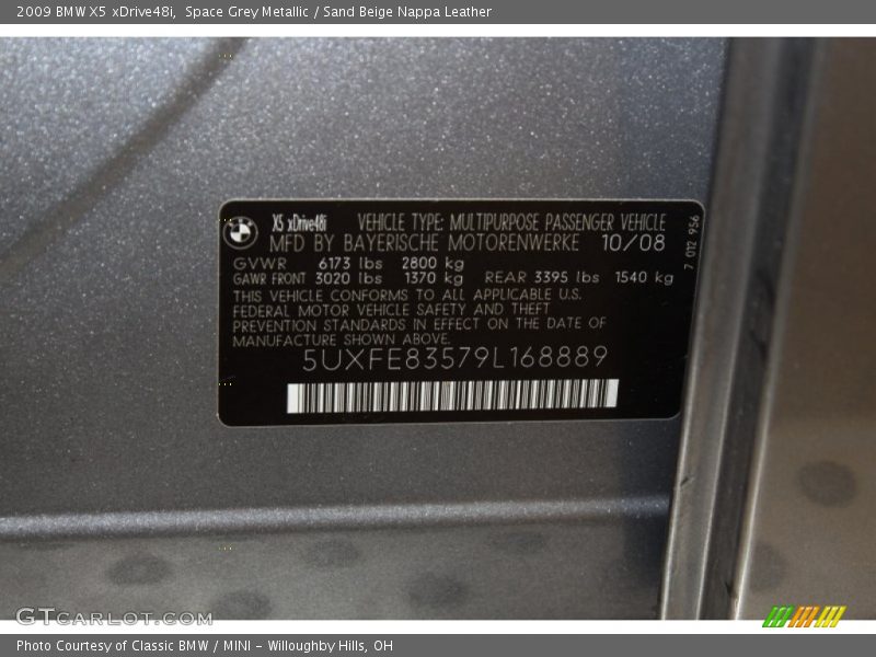 Space Grey Metallic / Sand Beige Nappa Leather 2009 BMW X5 xDrive48i
