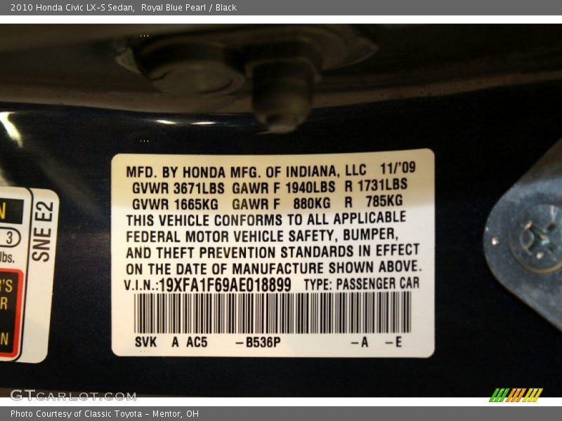 B536 - 2010 Honda Civic LX-S Sedan