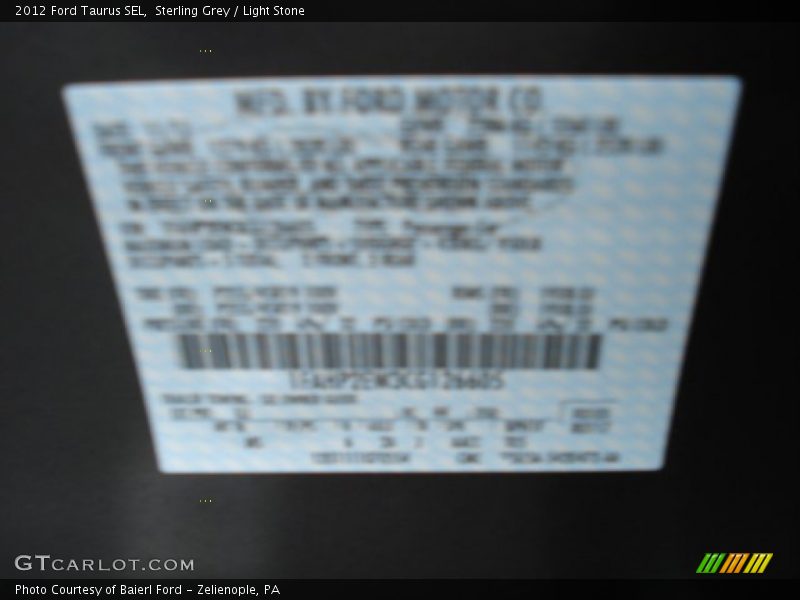 Sterling Grey / Light Stone 2012 Ford Taurus SEL