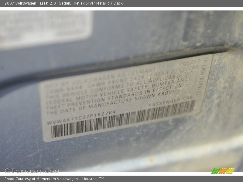 Reflex Silver Metallic / Black 2007 Volkswagen Passat 2.0T Sedan