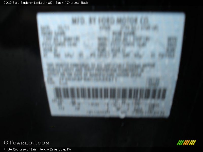 Black / Charcoal Black 2012 Ford Explorer Limited 4WD