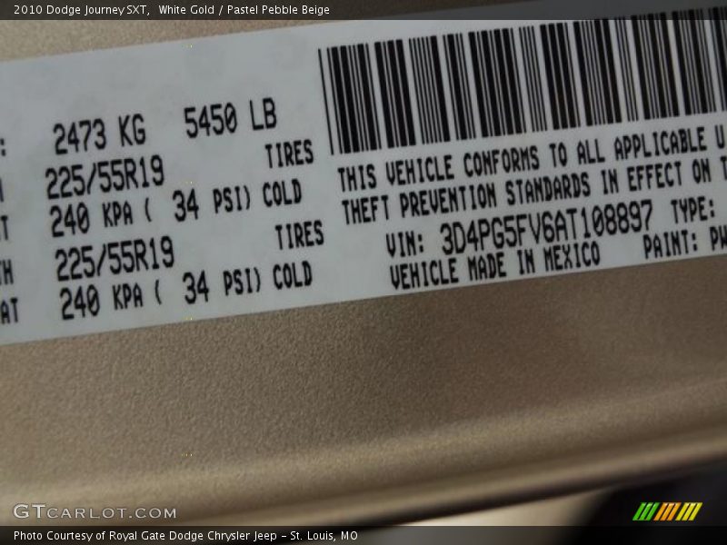White Gold / Pastel Pebble Beige 2010 Dodge Journey SXT