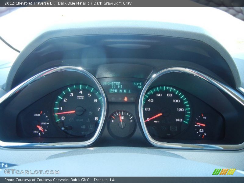 Dark Blue Metallic / Dark Gray/Light Gray 2012 Chevrolet Traverse LT