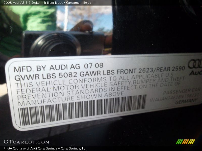 Brilliant Black / Cardamom Beige 2008 Audi A6 3.2 Sedan