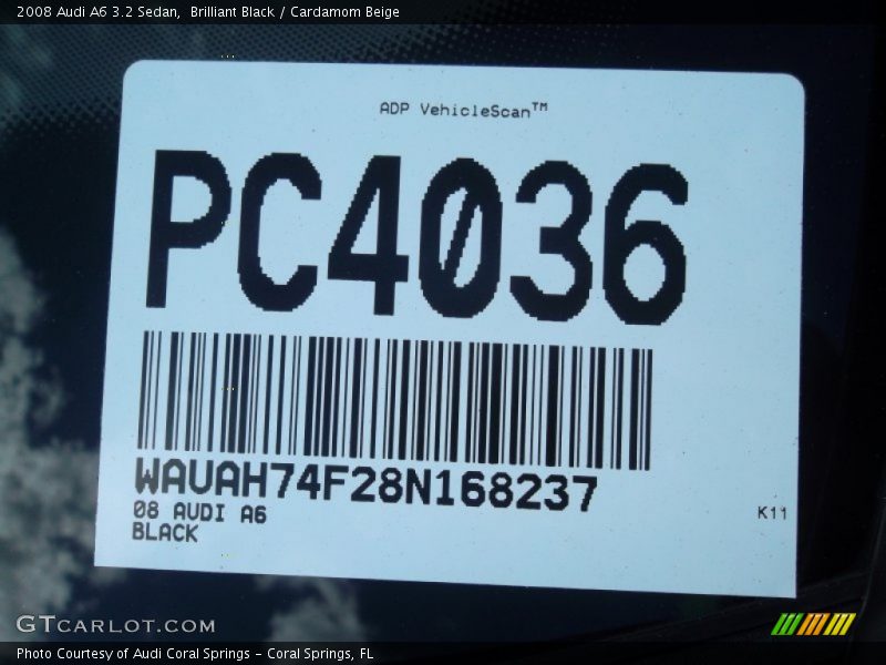 Brilliant Black / Cardamom Beige 2008 Audi A6 3.2 Sedan