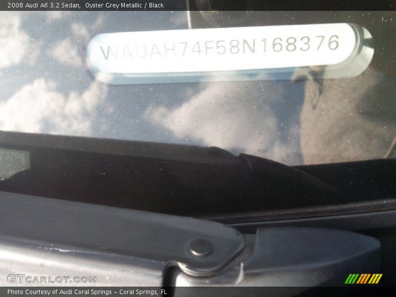 Oyster Grey Metallic / Black 2008 Audi A6 3.2 Sedan