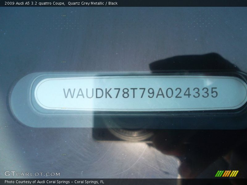 Quartz Grey Metallic / Black 2009 Audi A5 3.2 quattro Coupe