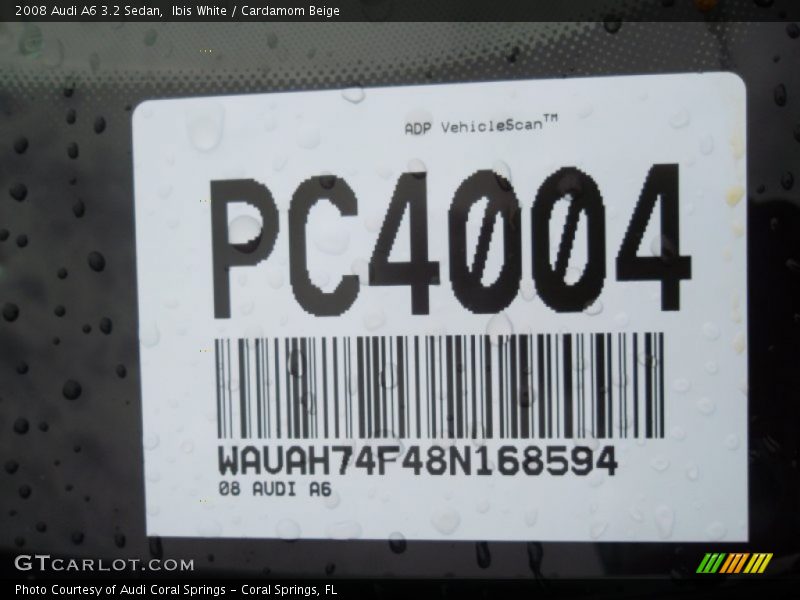 Ibis White / Cardamom Beige 2008 Audi A6 3.2 Sedan