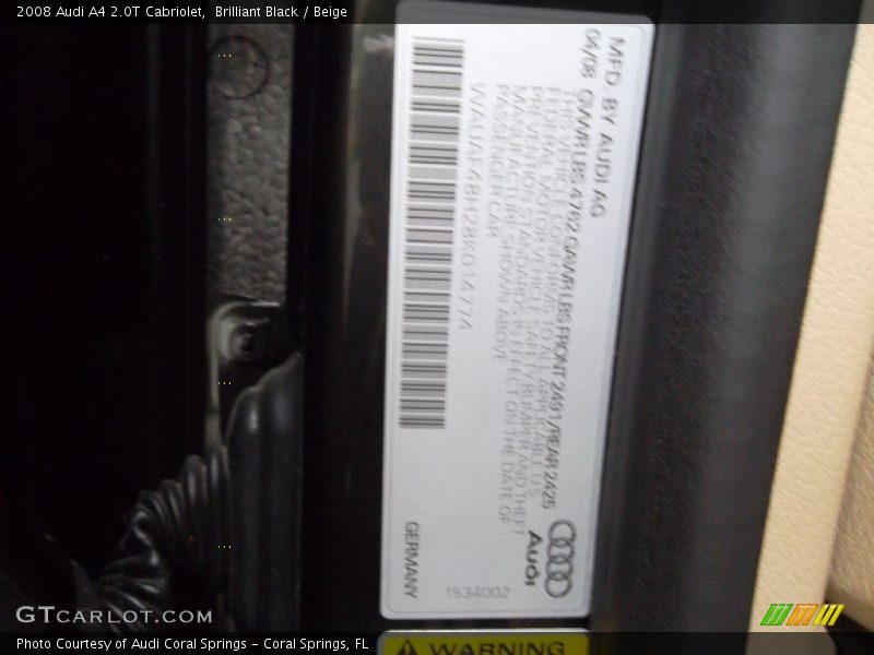 Brilliant Black / Beige 2008 Audi A4 2.0T Cabriolet