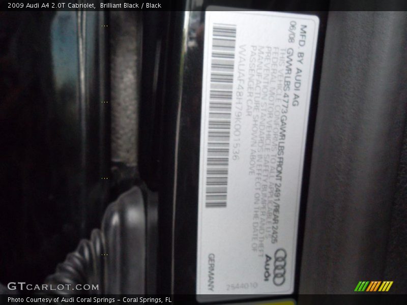 Brilliant Black / Black 2009 Audi A4 2.0T Cabriolet