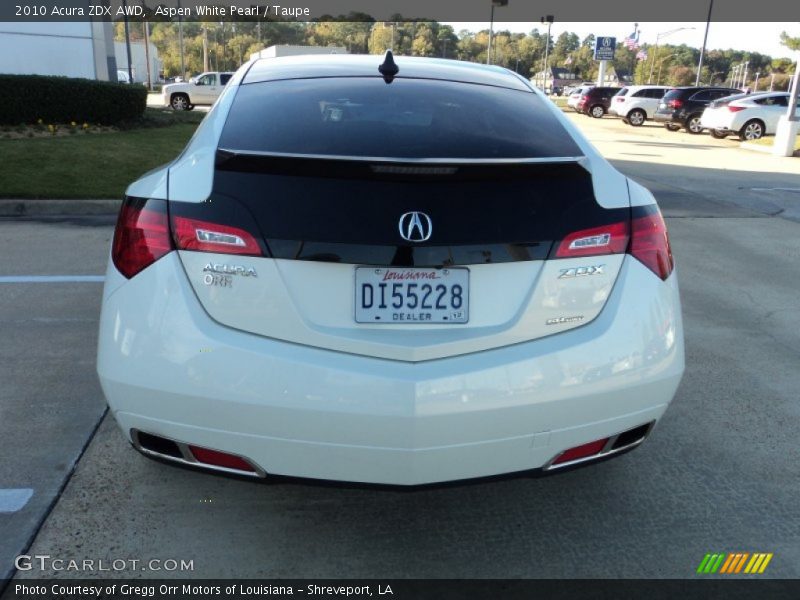 Aspen White Pearl / Taupe 2010 Acura ZDX AWD