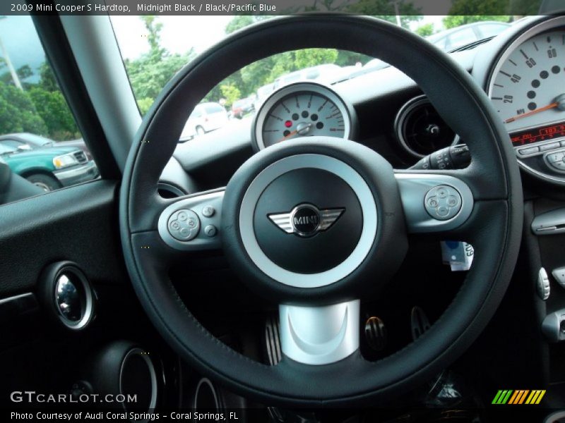 Midnight Black / Black/Pacific Blue 2009 Mini Cooper S Hardtop