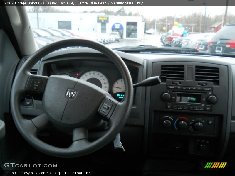 Electric Blue Pearl / Medium Slate Gray 2007 Dodge Dakota SXT Quad Cab 4x4