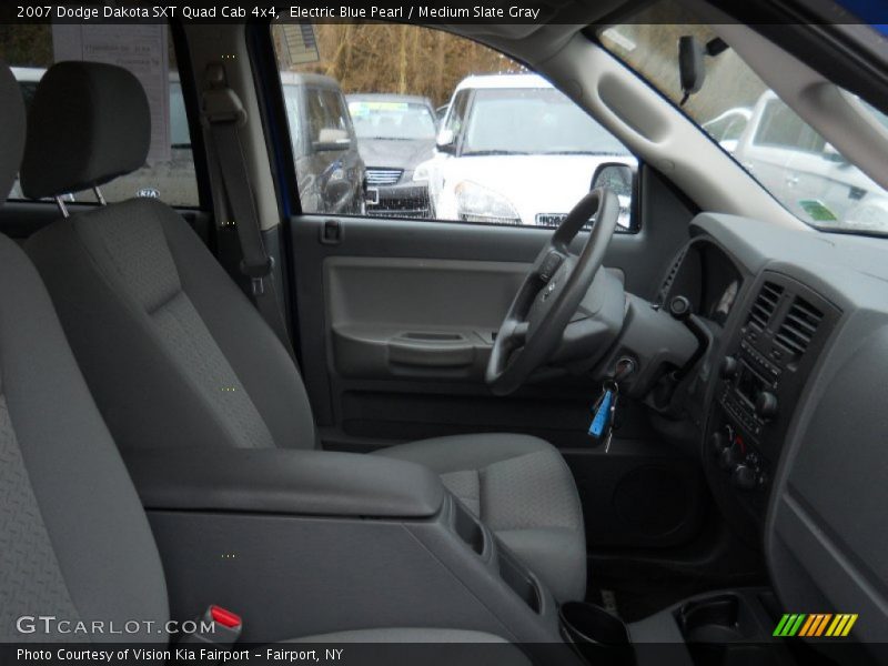 Electric Blue Pearl / Medium Slate Gray 2007 Dodge Dakota SXT Quad Cab 4x4