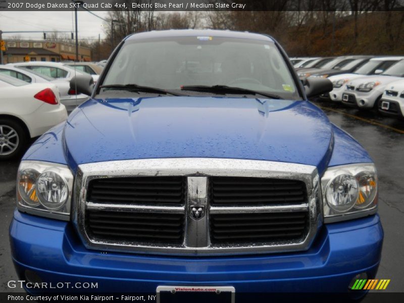 Electric Blue Pearl / Medium Slate Gray 2007 Dodge Dakota SXT Quad Cab 4x4