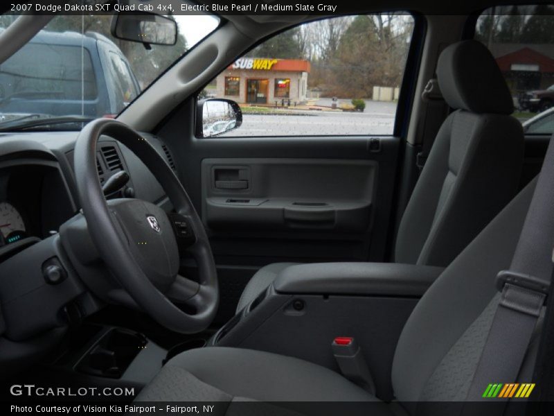 Electric Blue Pearl / Medium Slate Gray 2007 Dodge Dakota SXT Quad Cab 4x4