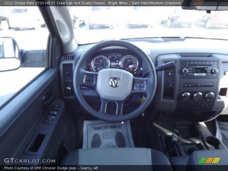 Bright White / Dark Slate/Medium Graystone 2012 Dodge Ram 3500 HD ST Crew Cab 4x4 Dually Chassis