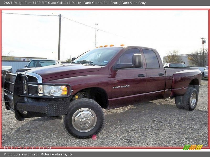 Dark Garnet Red Pearl / Dark Slate Gray 2003 Dodge Ram 3500 SLT Quad Cab 4x4 Dually