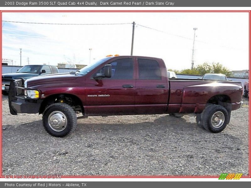 Dark Garnet Red Pearl / Dark Slate Gray 2003 Dodge Ram 3500 SLT Quad Cab 4x4 Dually