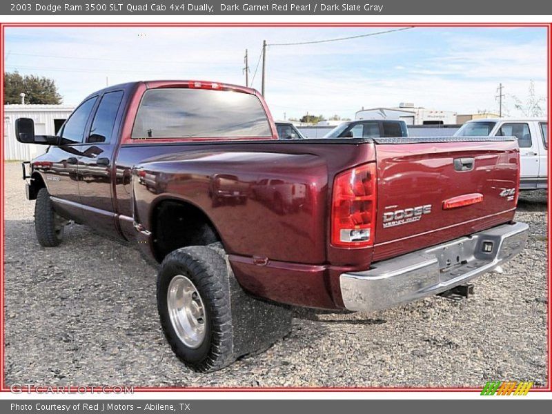 Dark Garnet Red Pearl / Dark Slate Gray 2003 Dodge Ram 3500 SLT Quad Cab 4x4 Dually