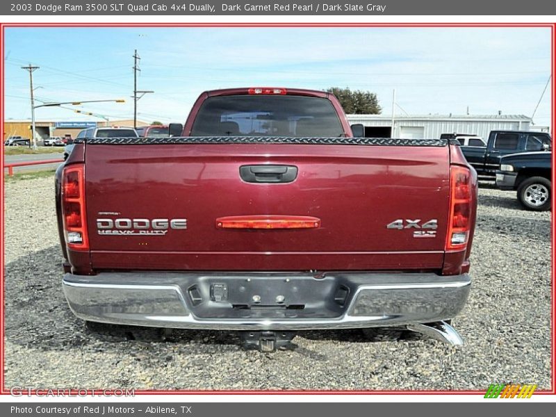 Dark Garnet Red Pearl / Dark Slate Gray 2003 Dodge Ram 3500 SLT Quad Cab 4x4 Dually