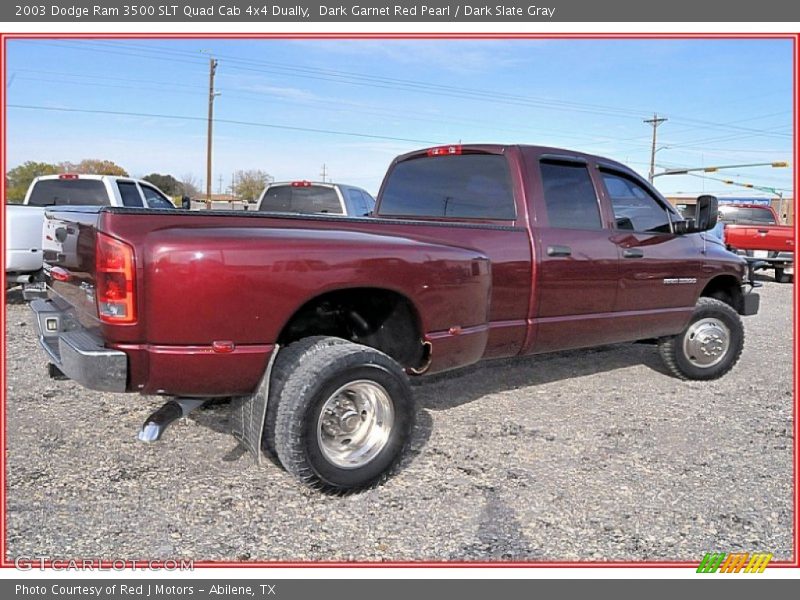 Dark Garnet Red Pearl / Dark Slate Gray 2003 Dodge Ram 3500 SLT Quad Cab 4x4 Dually