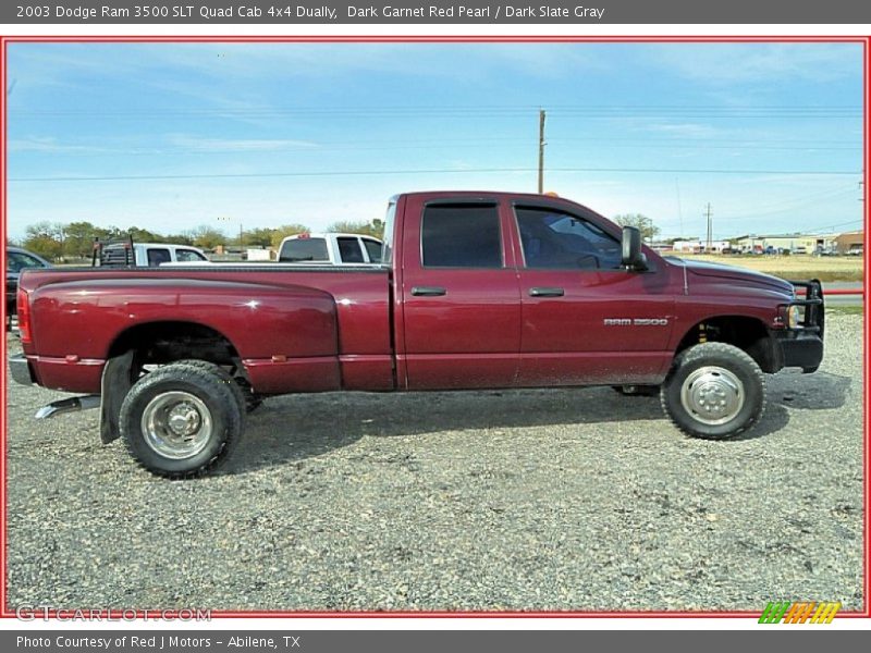 Dark Garnet Red Pearl / Dark Slate Gray 2003 Dodge Ram 3500 SLT Quad Cab 4x4 Dually