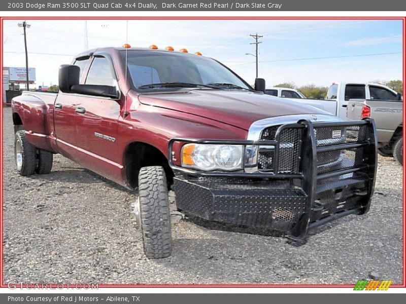 Dark Garnet Red Pearl / Dark Slate Gray 2003 Dodge Ram 3500 SLT Quad Cab 4x4 Dually