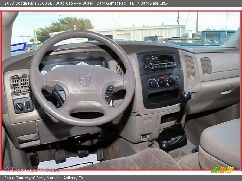 Dark Garnet Red Pearl / Dark Slate Gray 2003 Dodge Ram 3500 SLT Quad Cab 4x4 Dually