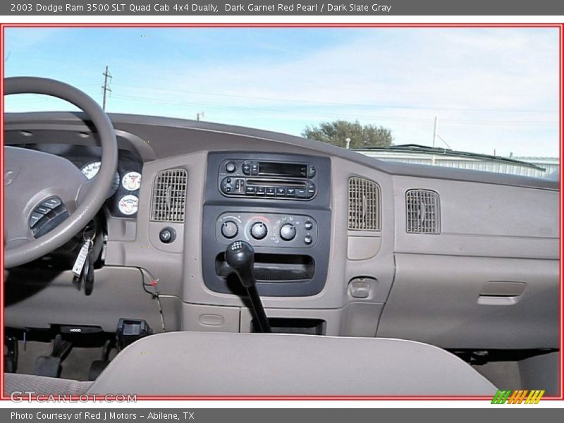 Dark Garnet Red Pearl / Dark Slate Gray 2003 Dodge Ram 3500 SLT Quad Cab 4x4 Dually