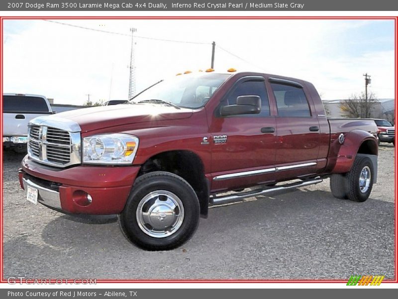 Inferno Red Crystal Pearl / Medium Slate Gray 2007 Dodge Ram 3500 Laramie Mega Cab 4x4 Dually