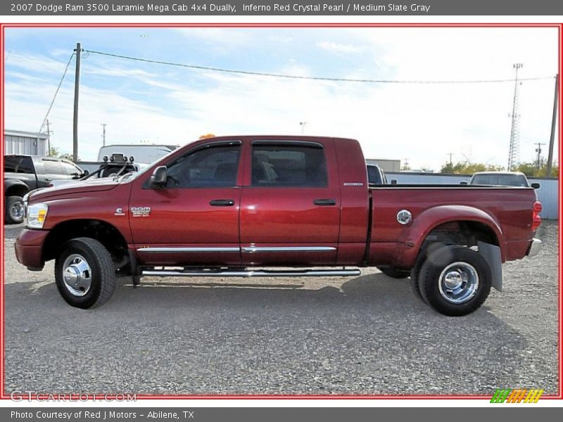 Inferno Red Crystal Pearl / Medium Slate Gray 2007 Dodge Ram 3500 Laramie Mega Cab 4x4 Dually