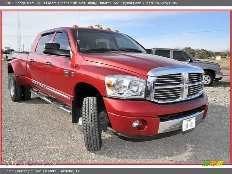Inferno Red Crystal Pearl / Medium Slate Gray 2007 Dodge Ram 3500 Laramie Mega Cab 4x4 Dually