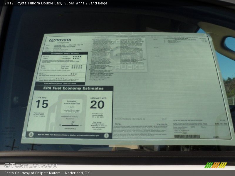 Super White / Sand Beige 2012 Toyota Tundra Double Cab