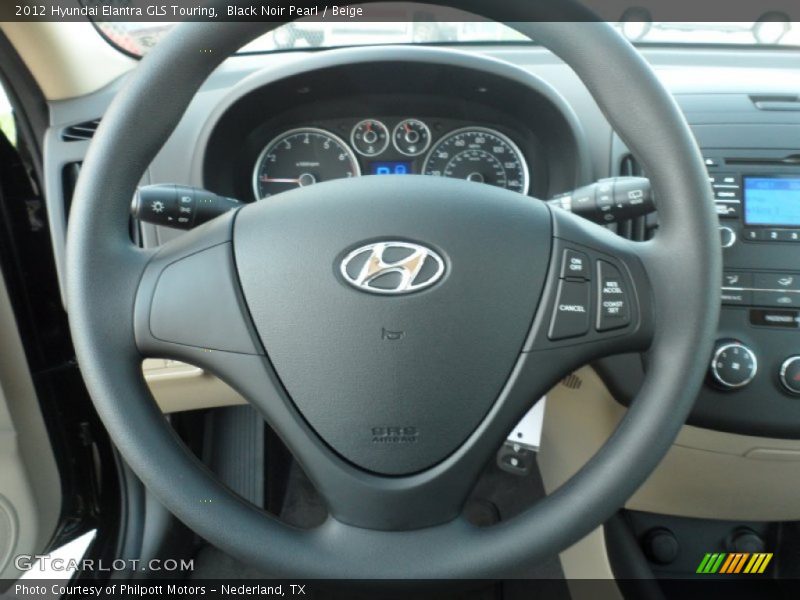 Black Noir Pearl / Beige 2012 Hyundai Elantra GLS Touring