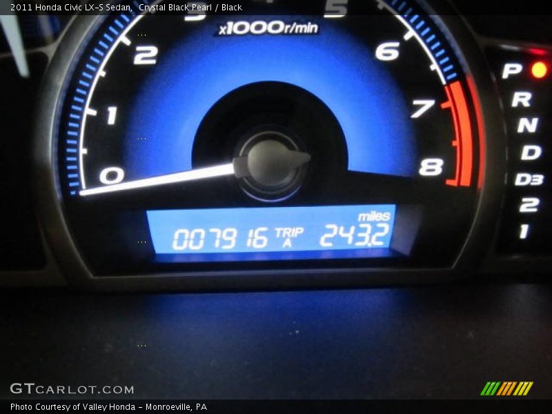 Crystal Black Pearl / Black 2011 Honda Civic LX-S Sedan