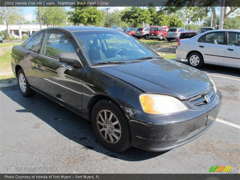 Nighthawk Black Pearl / Gray 2002 Honda Civic HX Coupe