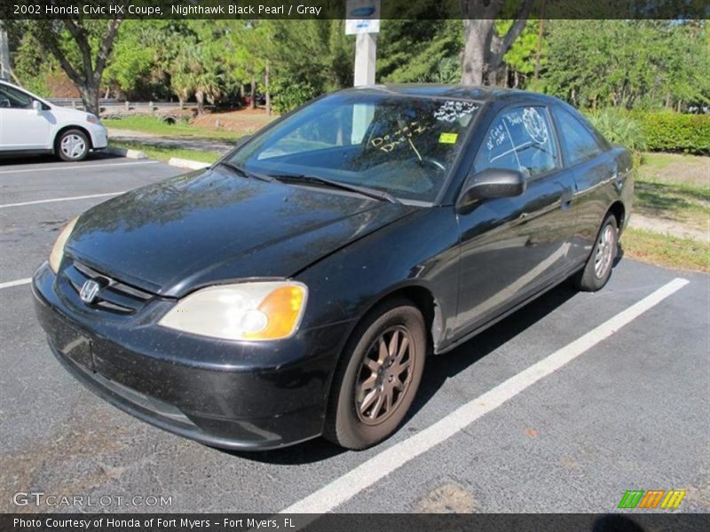Nighthawk Black Pearl / Gray 2002 Honda Civic HX Coupe