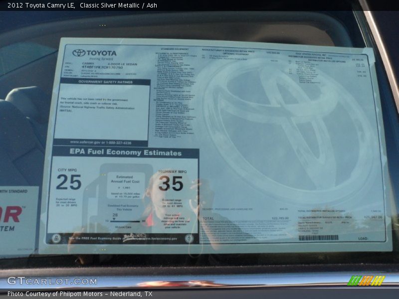 Classic Silver Metallic / Ash 2012 Toyota Camry LE