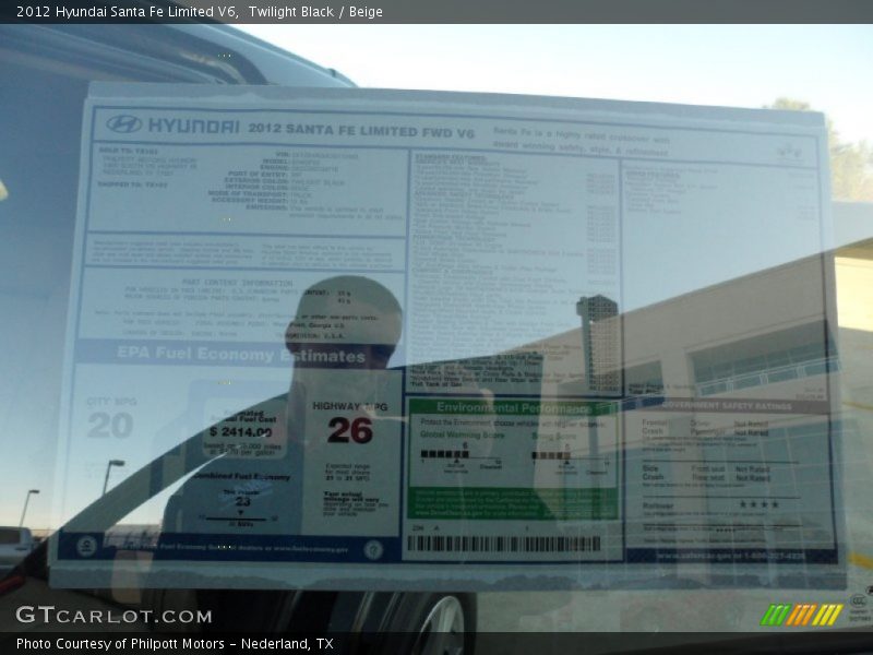 Twilight Black / Beige 2012 Hyundai Santa Fe Limited V6
