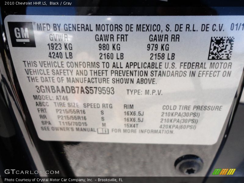 Black / Gray 2010 Chevrolet HHR LS