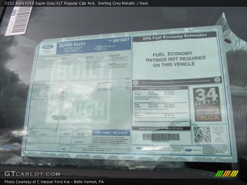 2012 F250 Super Duty XLT Regular Cab 4x4 Window Sticker
