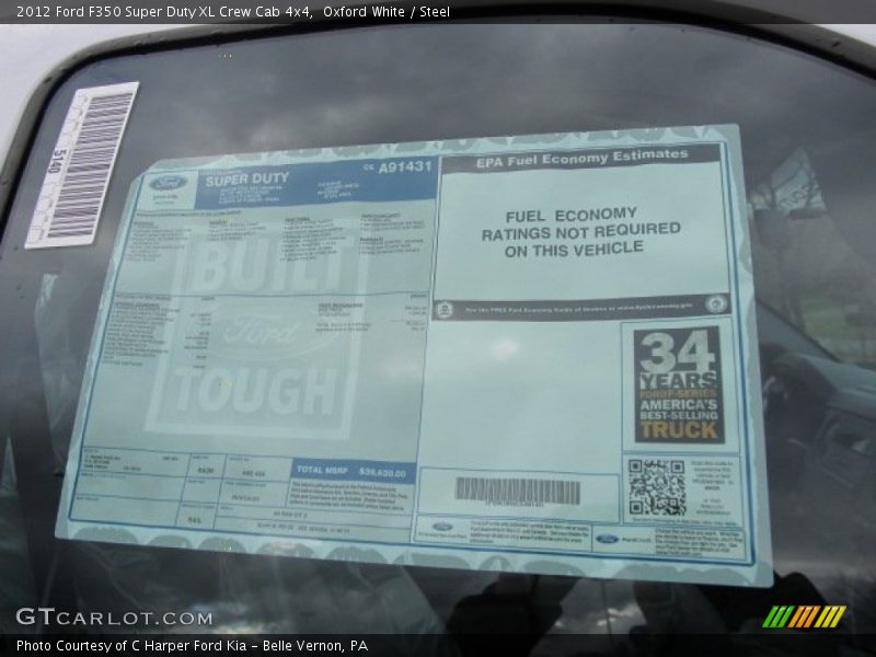  2012 F350 Super Duty XL Crew Cab 4x4 Window Sticker