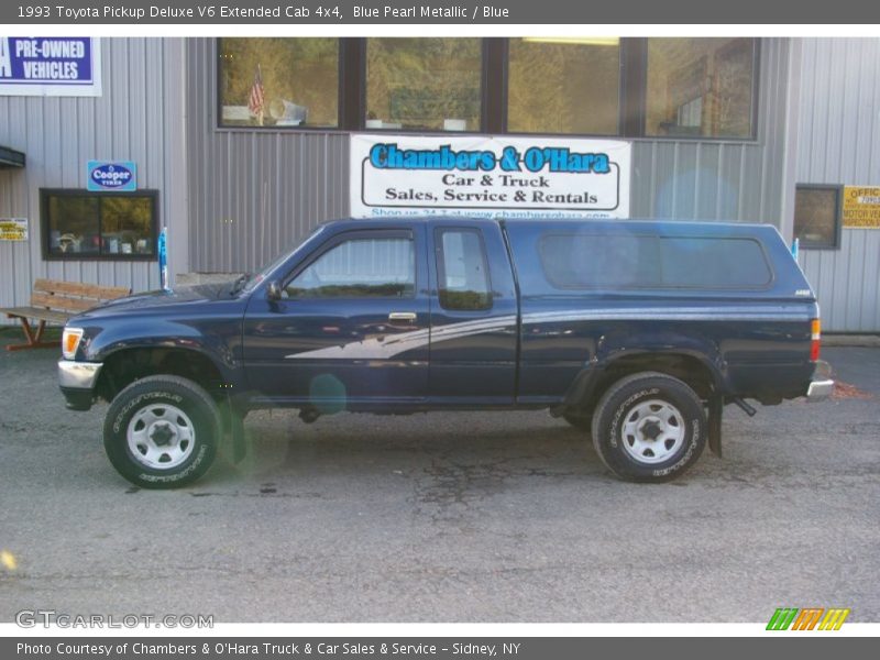 Blue Pearl Metallic / Blue 1993 Toyota Pickup Deluxe V6 Extended Cab 4x4